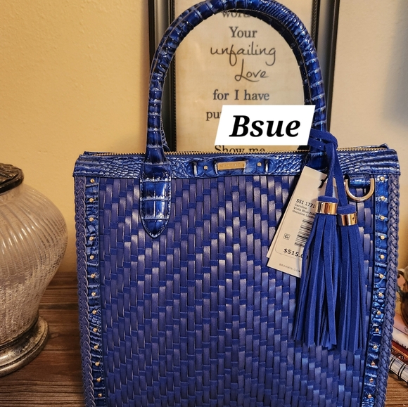 SOLD.Brahmin Vista Blue ELDORADO CAROLINE Melbourne Leather Shoulder Handbag-NWT - Picture 1 of 5